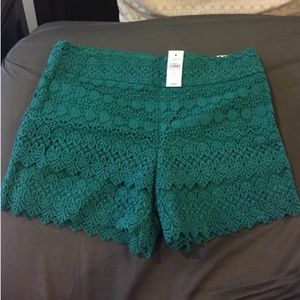 Loft Teal Crochet Riviera Short NWT